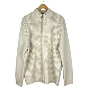Hudson north Limited Edition Cream Ivory Full Zip Knit Lambswool Cardigan US L